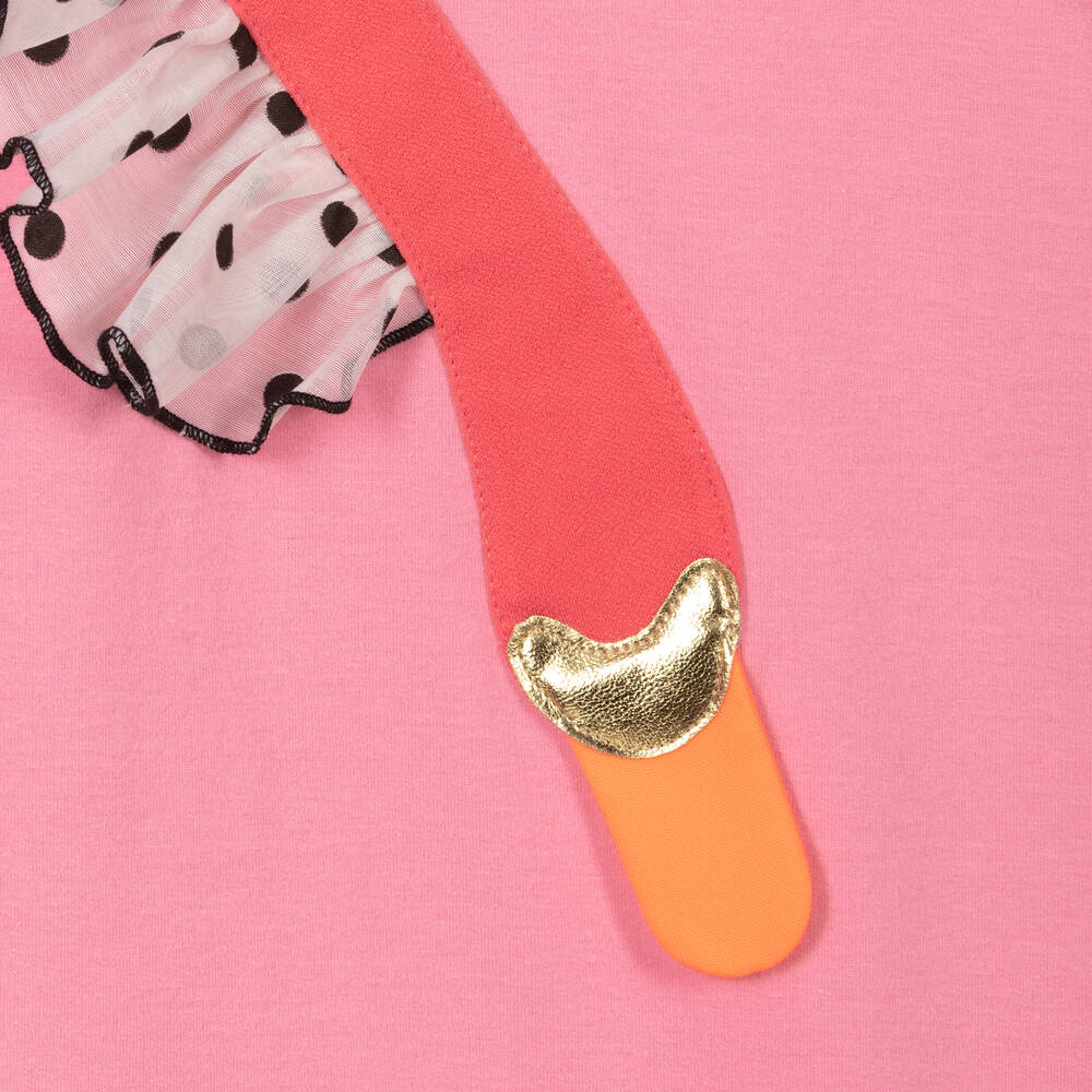 Wauw Capow-Baby Girls Pink Swan Romper | Childrensalon Outlet