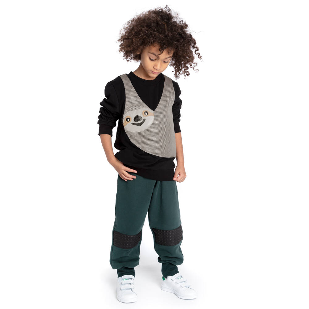 Wauw Capow-Черно-бежевый свитшот с ленивцем | Childrensalon Outlet