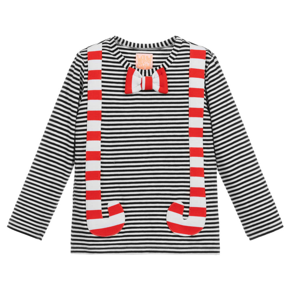 Wauw Capow-Black & Ivory Festive Top | Childrensalon Outlet