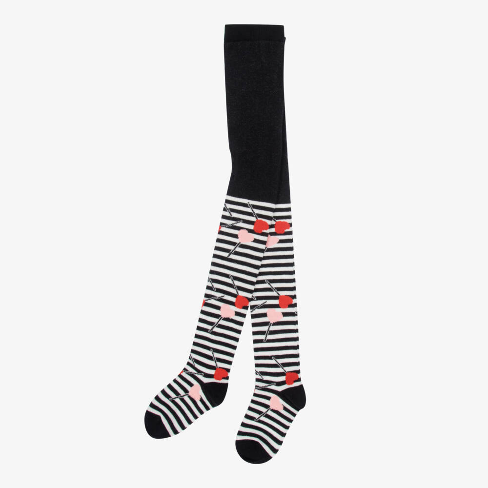Wauw Capow-Black Striped Knitted Tights | Childrensalon Outlet