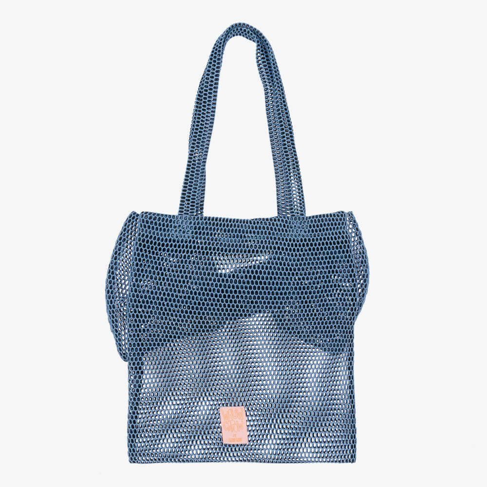 Wauw Capow-Blue Bow Mesh Tote Bag (38cm) | Childrensalon Outlet