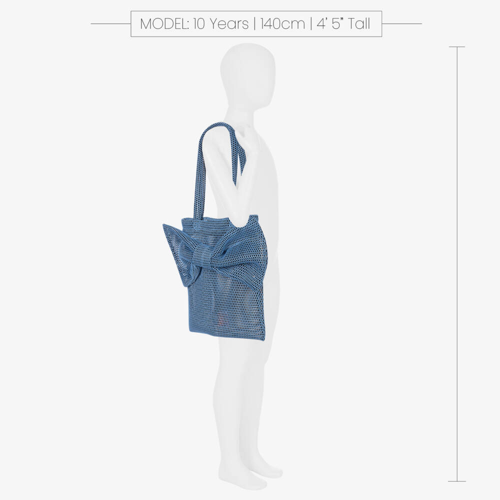 Wauw Capow-Blue Bow Mesh Tote Bag (38cm) | Childrensalon Outlet