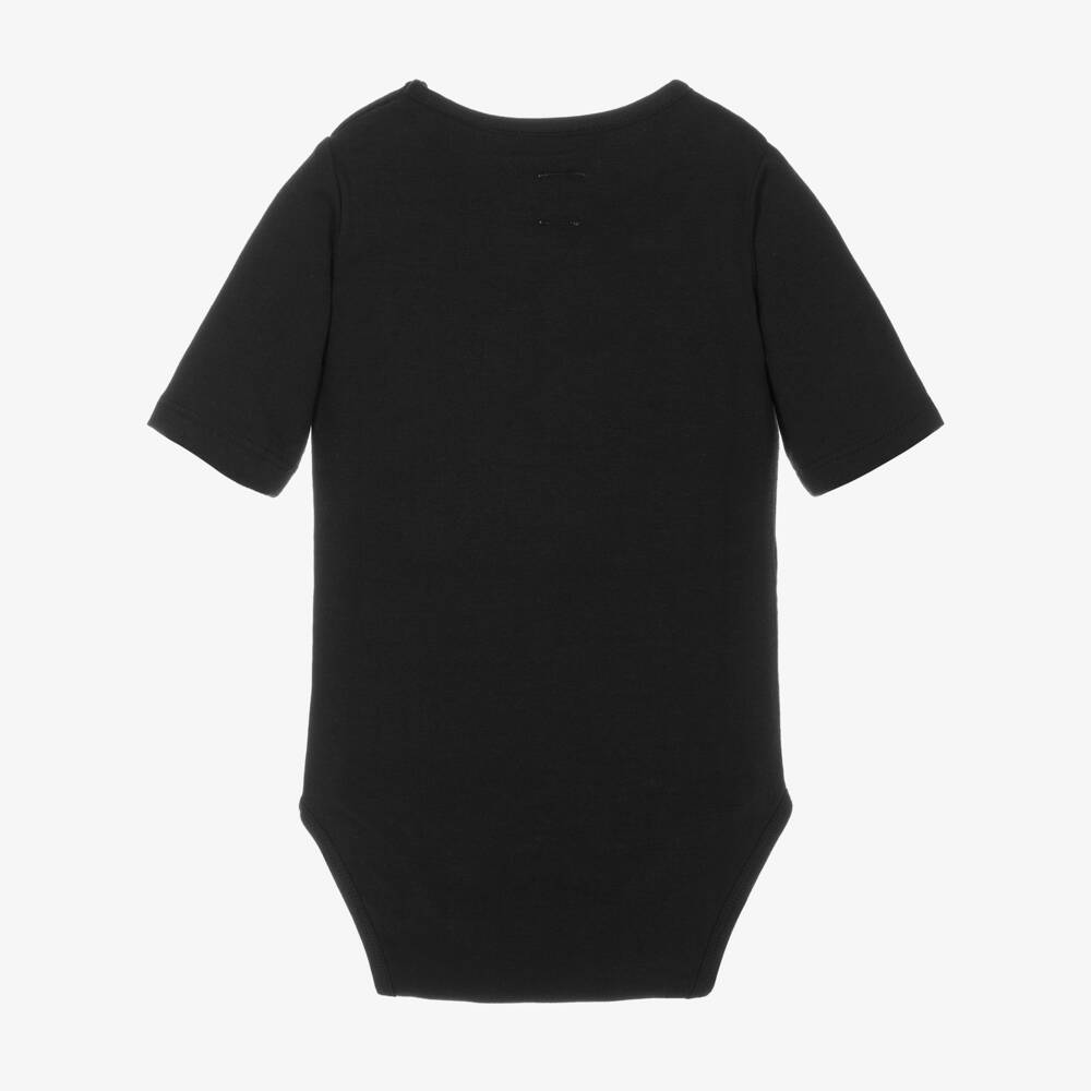 Wauw Capow-أوفرول بادي قطن عضوي جيرسي لون أسود للمواليد | Childrensalon Outlet