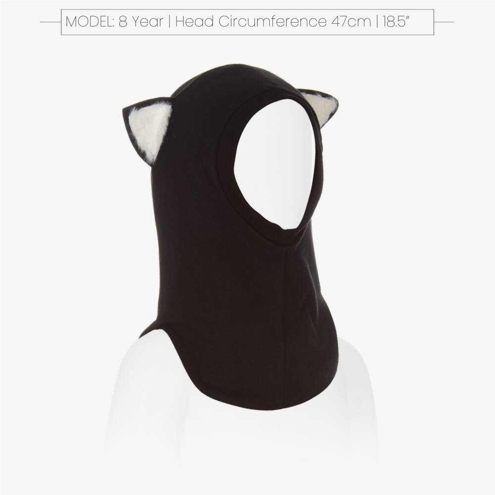 Wauw Capow-Boys Black Cotton Cat Hood | Childrensalon Outlet
