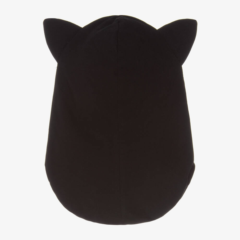 Wauw Capow-Boys Black Cotton Cat Hood | Childrensalon Outlet