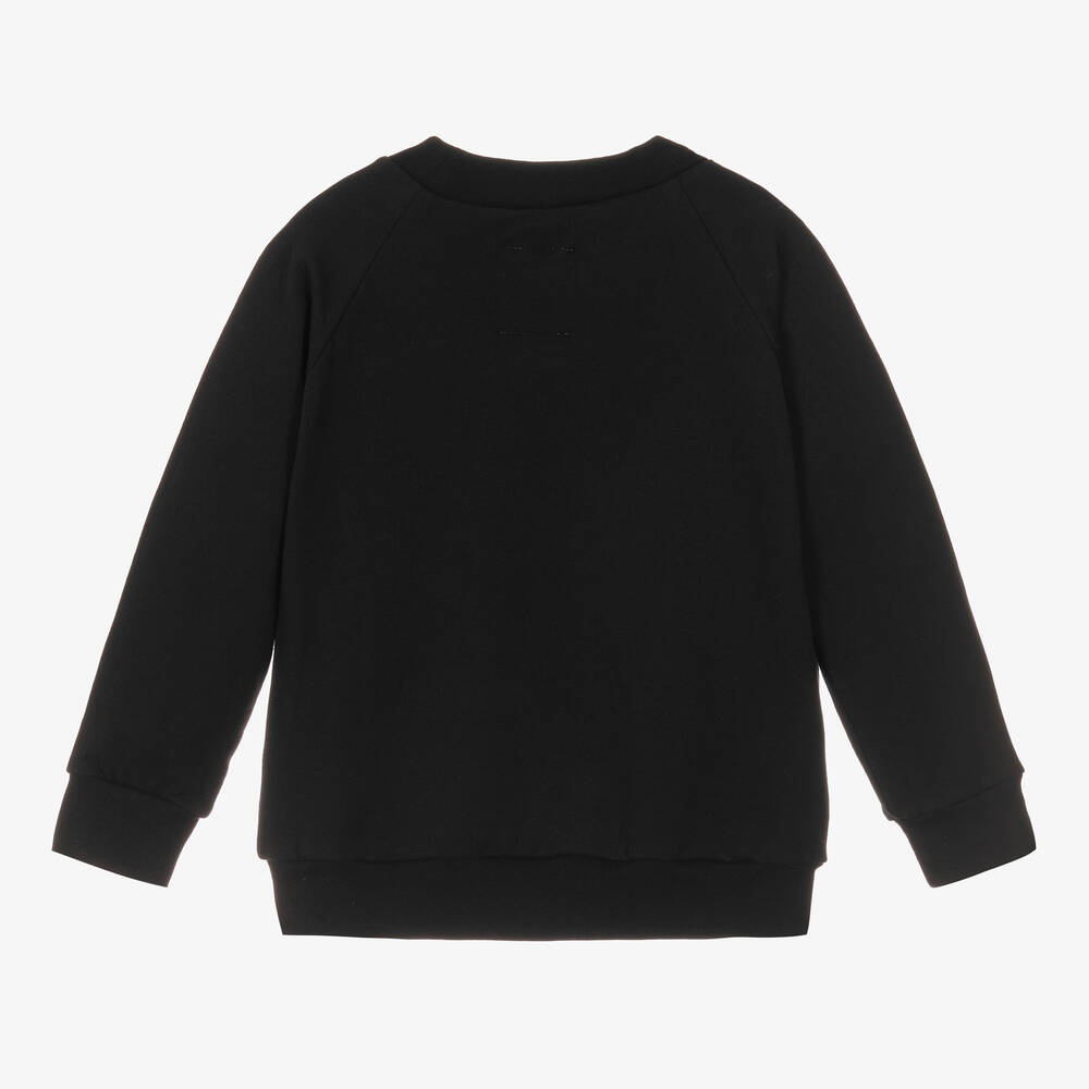 Wauw Capow-Черный хлопковый свитшот с белым медведем | Childrensalon Outlet