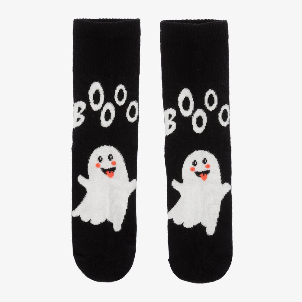 Wauw Capow-جوارب بطبعة شبح مزيج قطن عضوي لون أسود | Childrensalon Outlet