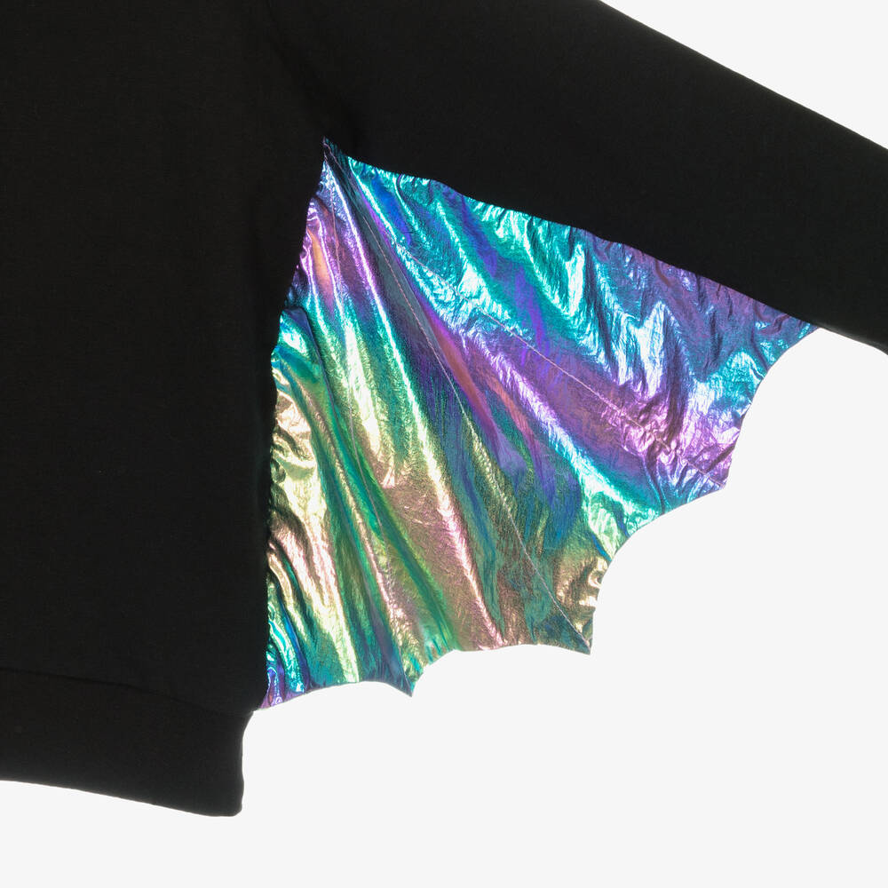 Wauw Capow-توب هودي قطن جيرسي لون أسود للأولاد | Childrensalon Outlet