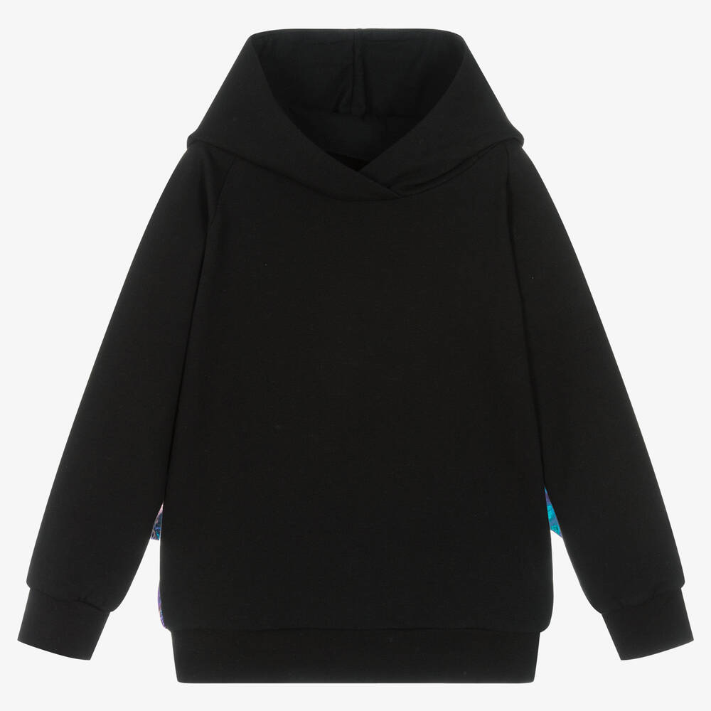 Wauw Capow-توب هودي قطن جيرسي لون أسود للأولاد | Childrensalon Outlet