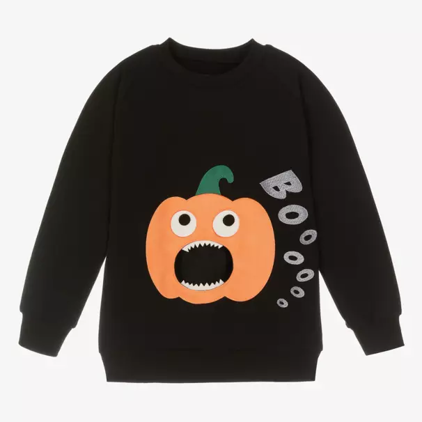 Wauw Capow-Boys Black Pumpkin Jersey Top | Childrensalon Outlet