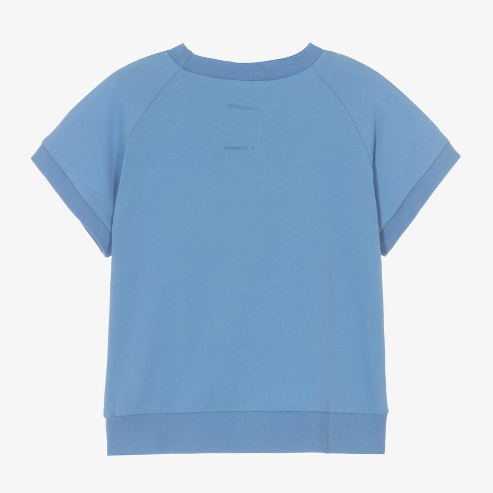 Wauw Capow-Boys Blue Cotton Smile T-Shirt | Childrensalon Outlet