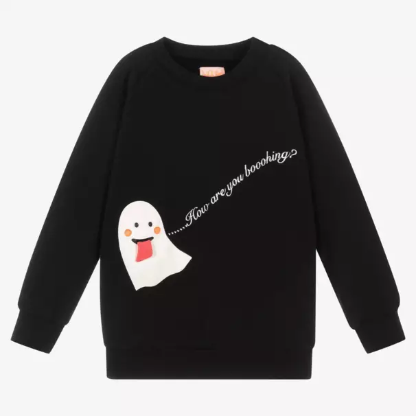 Wauw Capow-Boys Cozy Black Ghost Jersey | Childrensalon Outlet