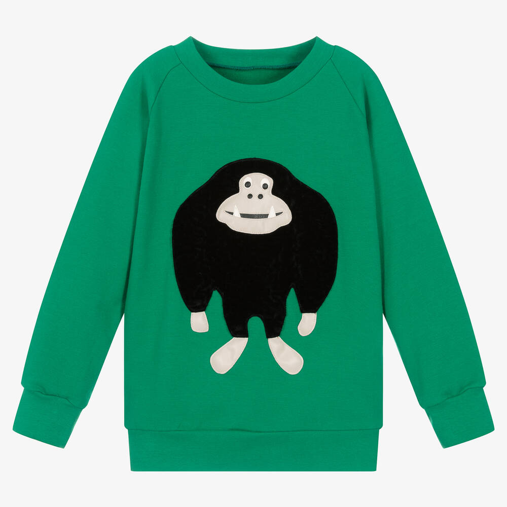 Wauw Capow - Sweat-shirt vert gorille garçon | Childrensalon