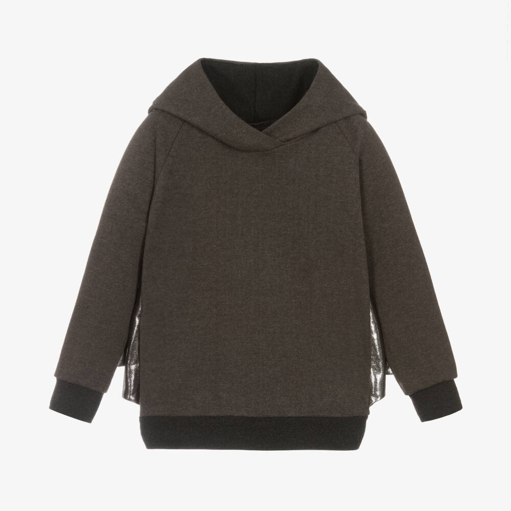 Wauw Capow-توب هودي بتصميم خفاش قطن لون رمادي وفضي | Childrensalon Outlet