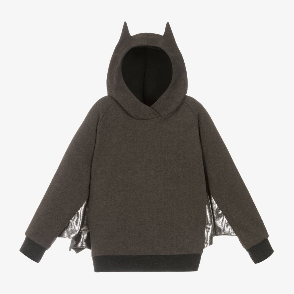 Wauw Capow-Boys Grey Bat Wing Hoodie | Childrensalon Outlet