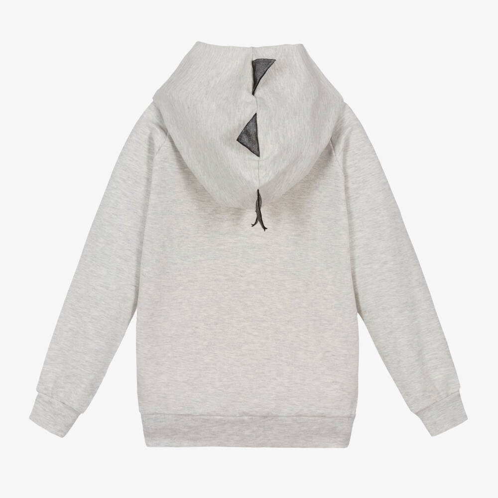 Wauw Capow-Boys Grey Cozy Monster Hoodie | Childrensalon Outlet