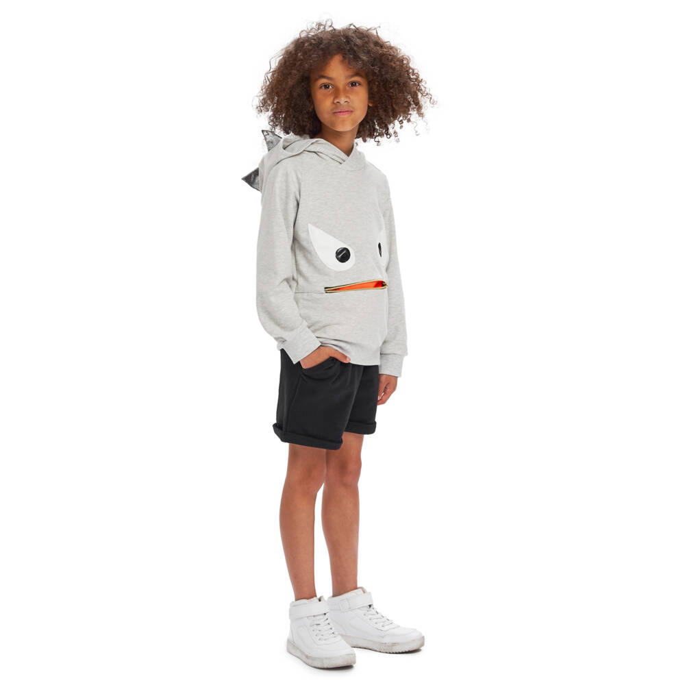 Wauw Capow-Boys Grey Cozy Monster Hoodie | Childrensalon Outlet