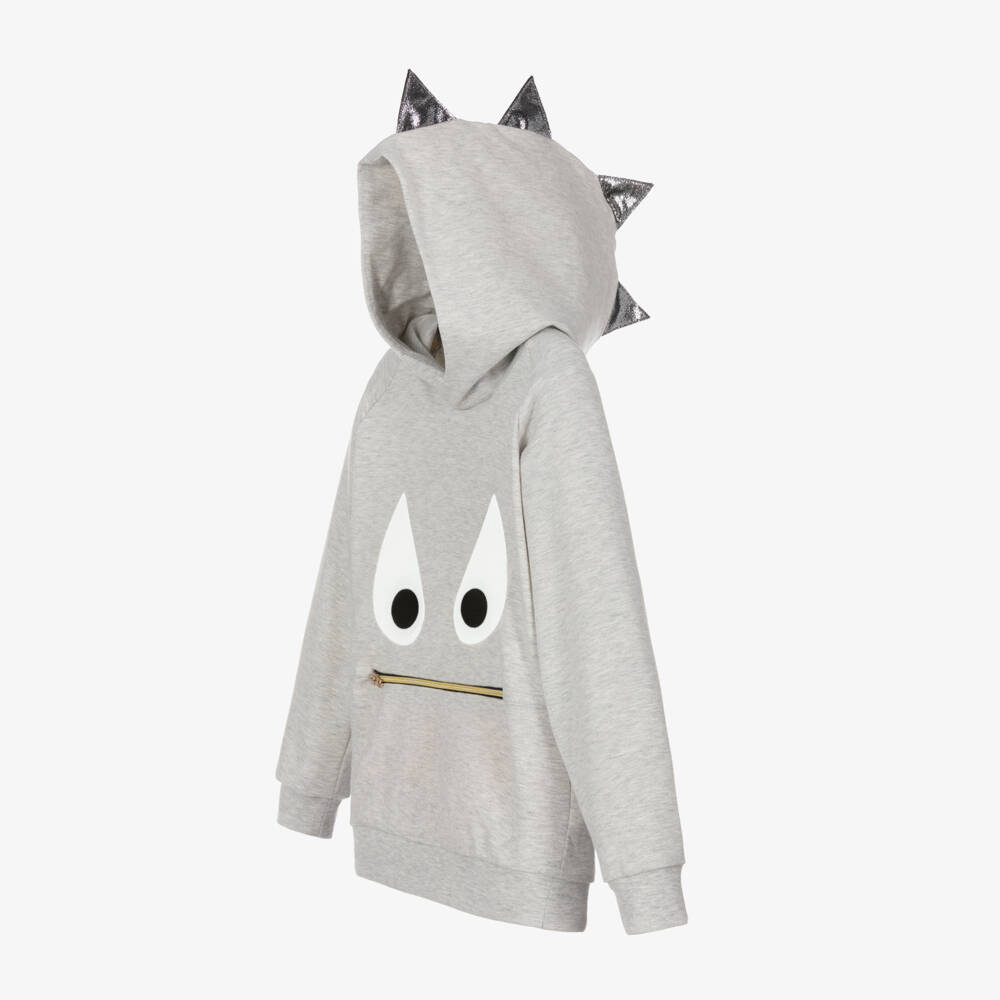 Wauw Capow-Boys Grey Cozy Monster Hoodie | Childrensalon Outlet