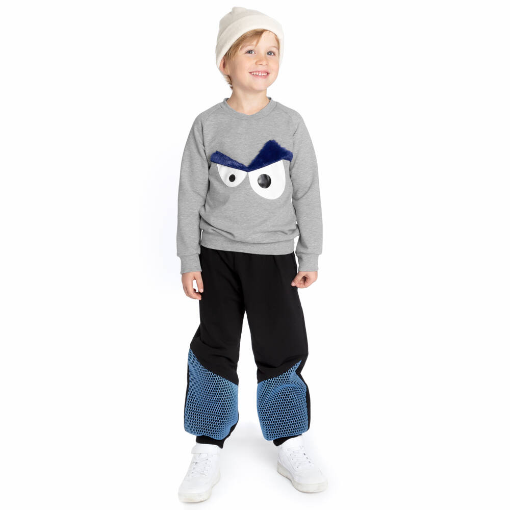Wauw Capow-Boys Grey Organic Monster Top | Childrensalon Outlet