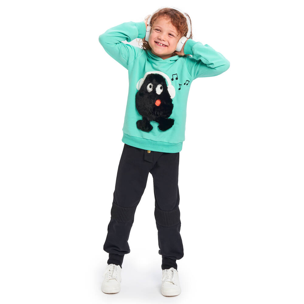 Wauw Capow-Boys Mint Green Monster Hoodie | Childrensalon Outlet