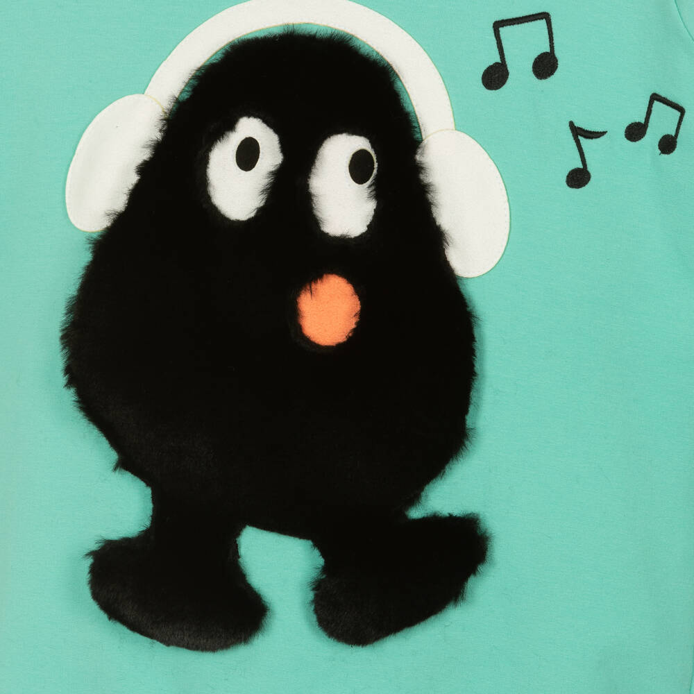 Wauw Capow-Boys Mint Green Monster Hoodie | Childrensalon Outlet