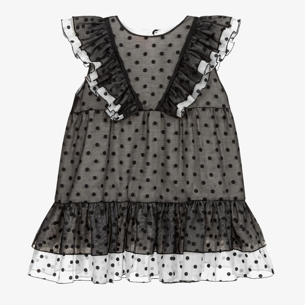 Wauw Capow - Kleid mit Punkten in Schwarz und Weiß | Childrensalon