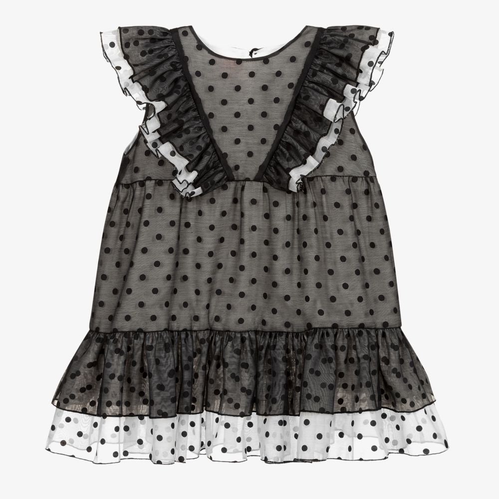 Wauw Capow - Robe à pois noire et blanche | Childrensalon