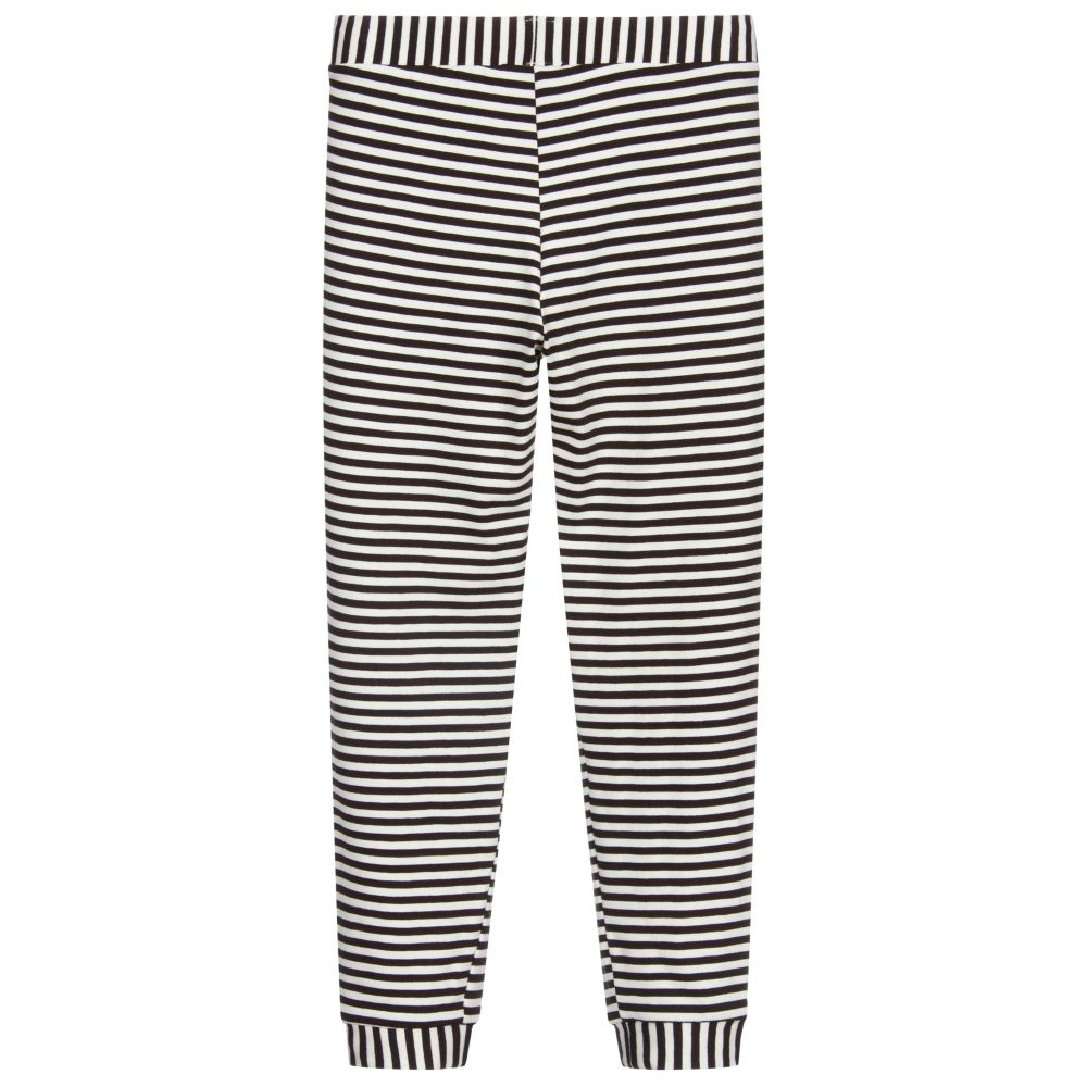 Girls black and white striped pants sales