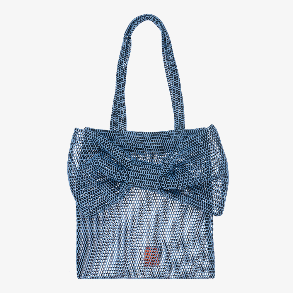 Wauw Capow - Blue Bow Mesh Tote Bag (38cm) | Childrensalon