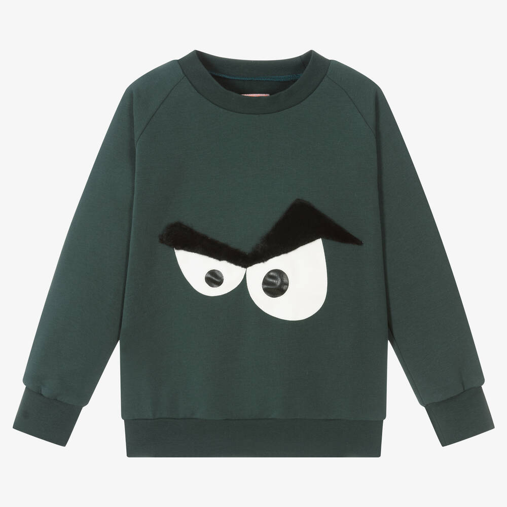 Wauw Capow - Boys Green Cotton Sweatshirt | Childrensalon
