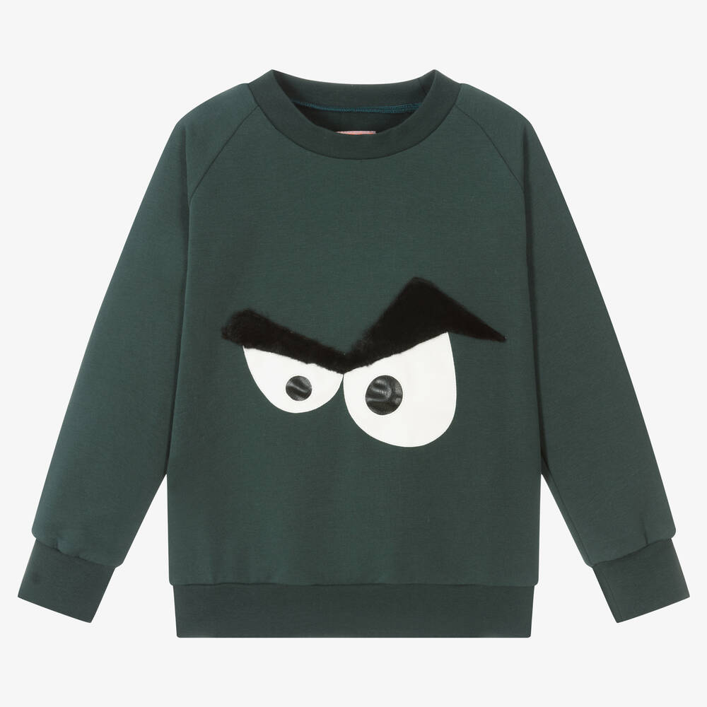 Wauw Capow-سويتشيرت قطن عضوي جيرسي لون أخضر للأولاد | Childrensalon Outlet