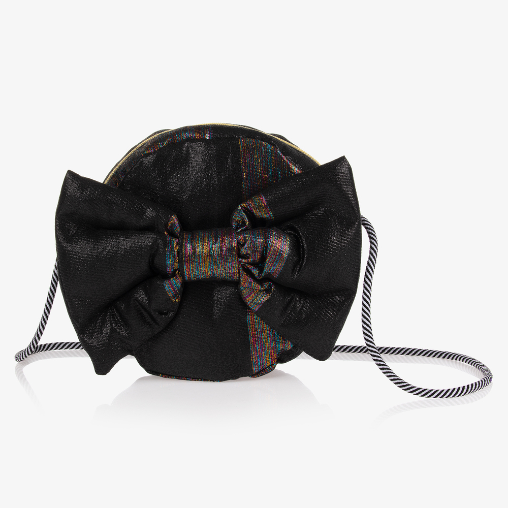 Wauw Capow - Sac noir à nœud fille (20 cm) | Childrensalon