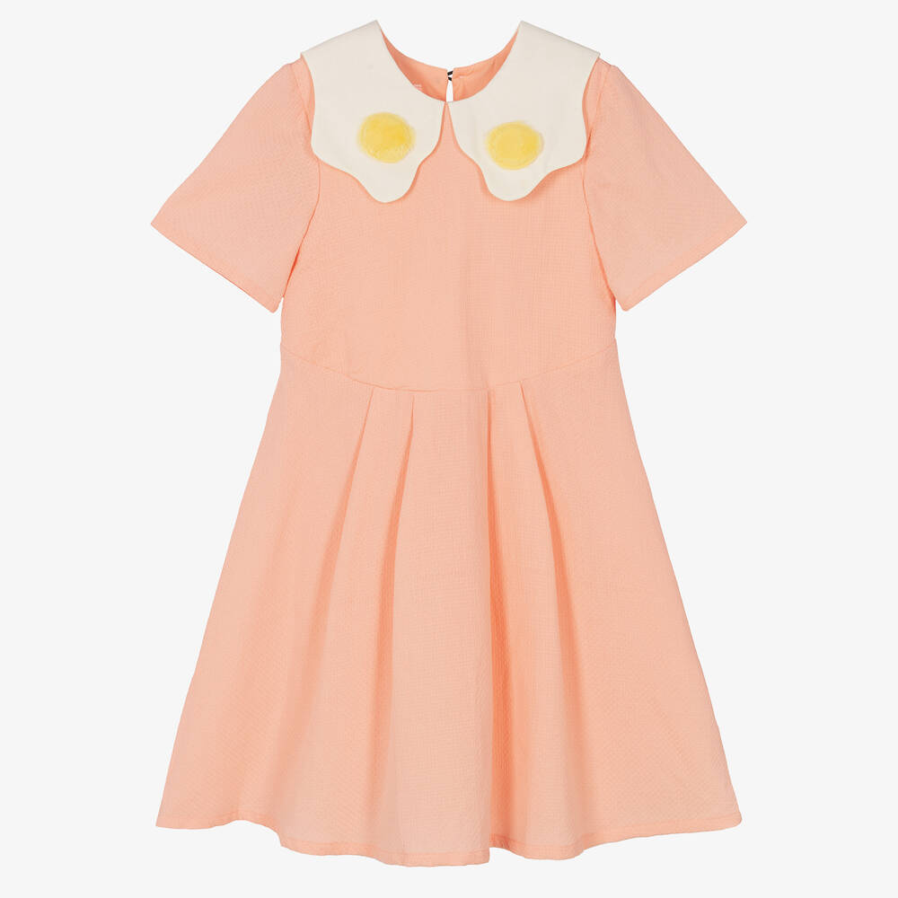 Wauw Capow - Girls Pink Egg Collar Dress | Childrensalon