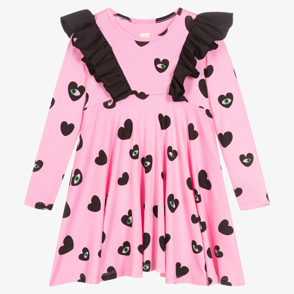 Wauw Capow - Розовое платье с сердечками для девочек | Childrensalon