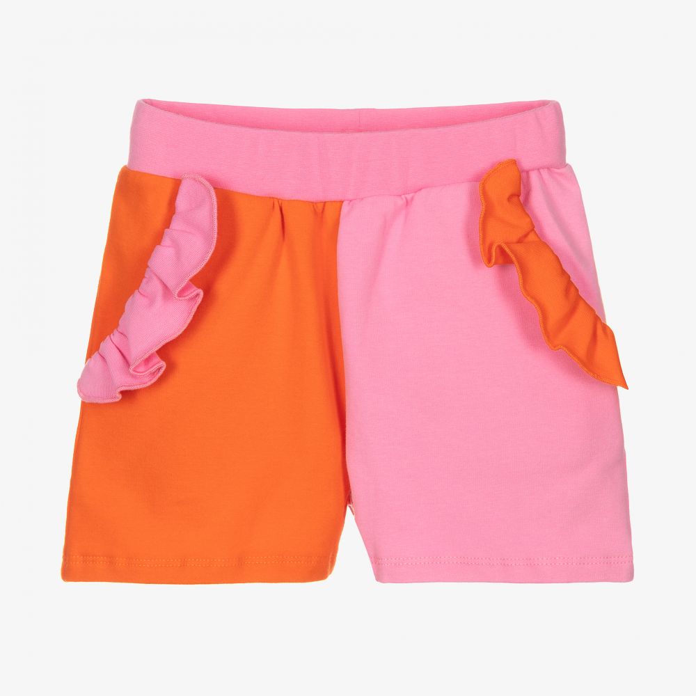 Wauw Capow - Girls Pink & Orange Shorts | Childrensalon