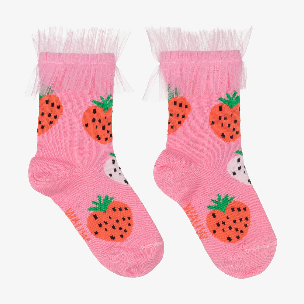 Wauw Capow - Rosa Socken mit Erdbeeren | Childrensalon