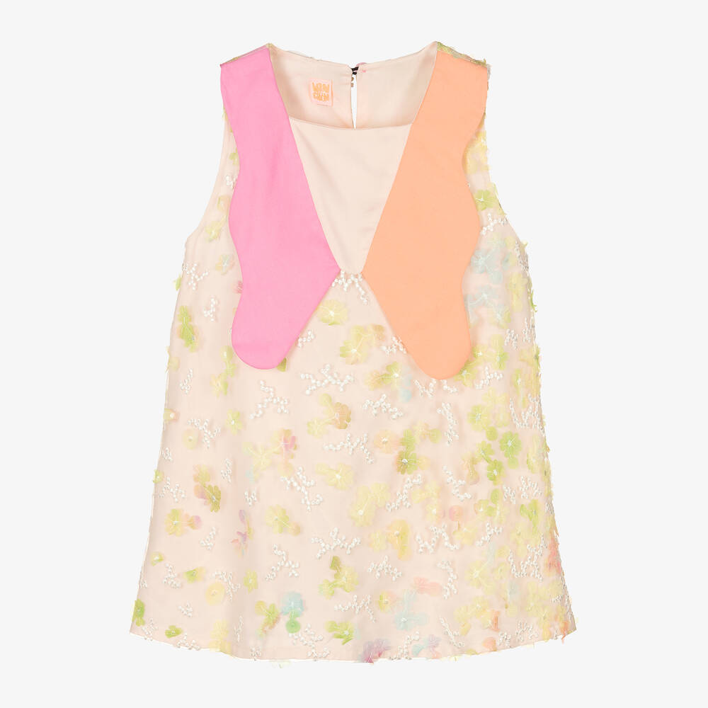 Wauw Capow - Girls Pink Tulle Flower Dress | Childrensalon