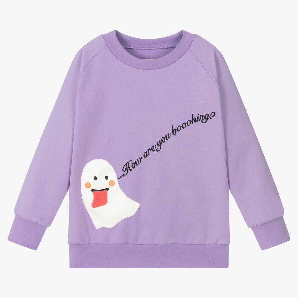 Wauw Capow - Girls Purple Ghost Sweatshirt | Childrensalon