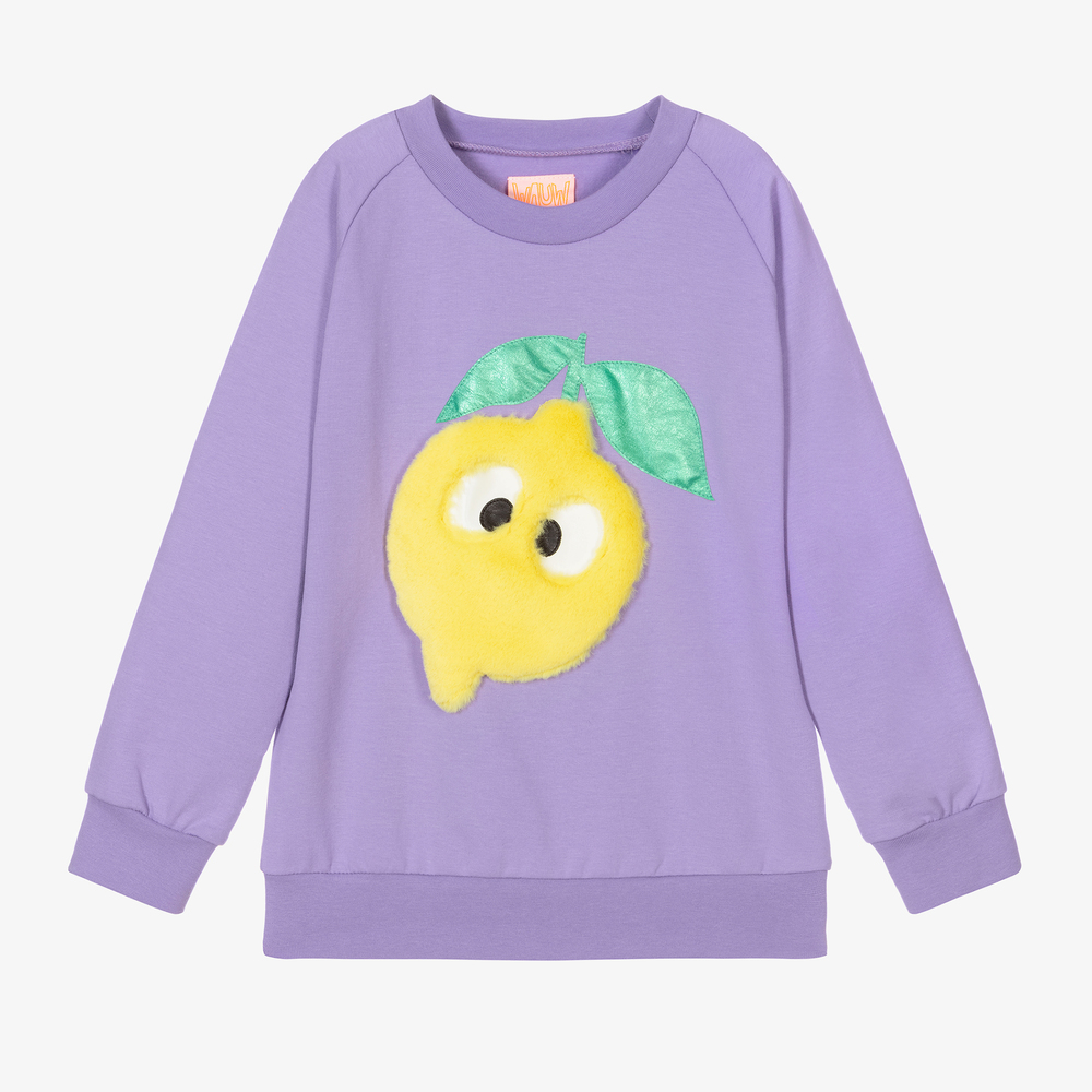 Wauw Capow - Fliederfarbenes Zitronen-Sweatshirt | Childrensalon