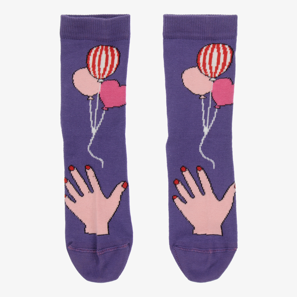 Wauw Capow - Фиолетовые трикотажные носки с шариками | Childrensalon