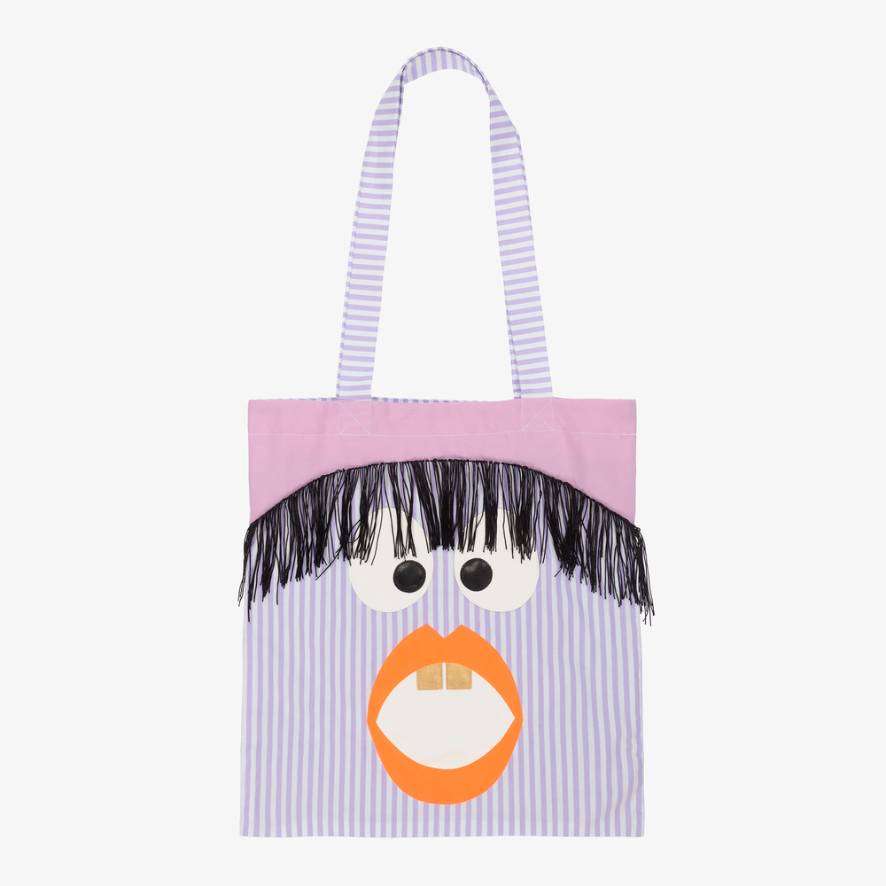 Wauw Capow - Purple Stripe Tote Bag (39cm) | Childrensalon