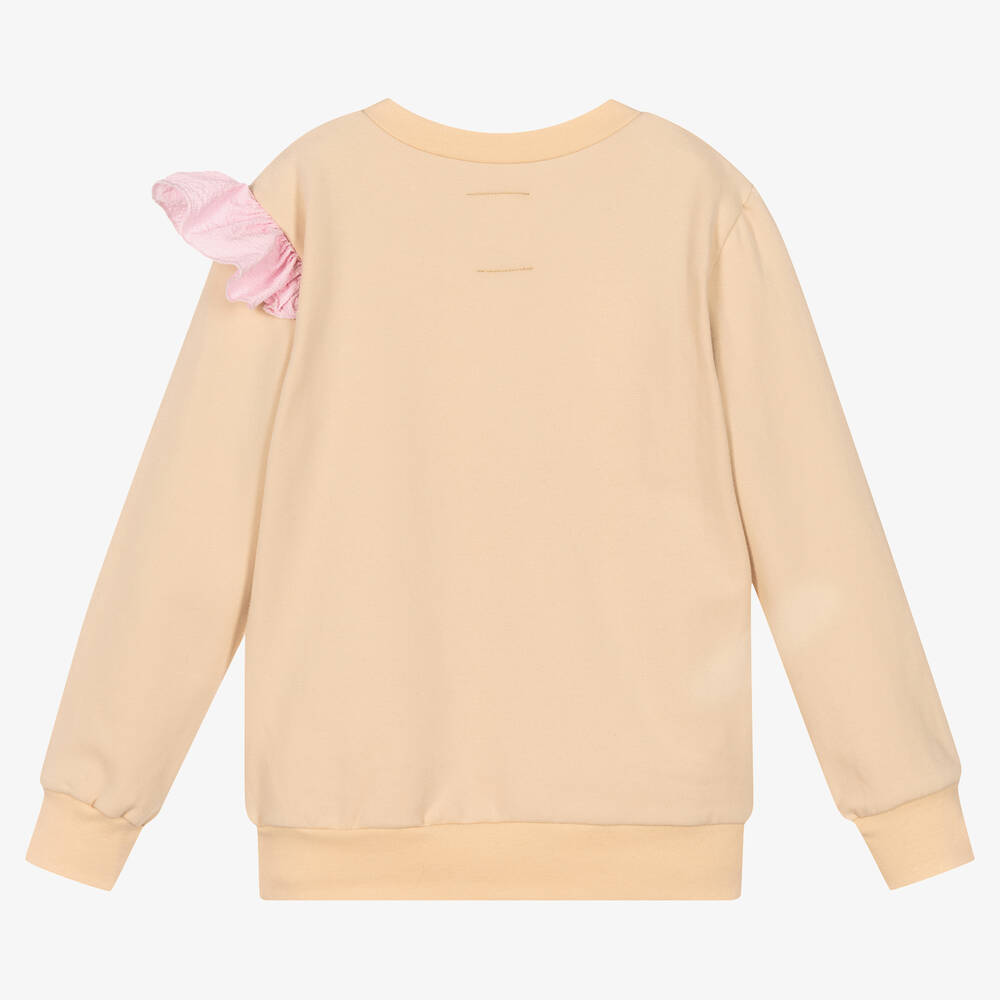 Wauw Capow-Girls Beige Love Sweatshirt | Childrensalon Outlet