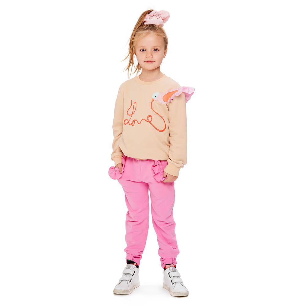 Wauw Capow-Girls Beige Love Sweatshirt | Childrensalon Outlet