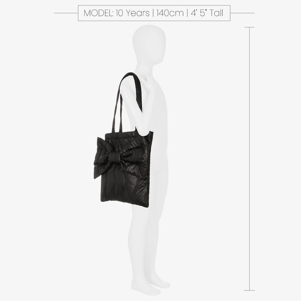 Wauw Capow-Girls Black Bow Bag (37cm)  | Childrensalon Outlet