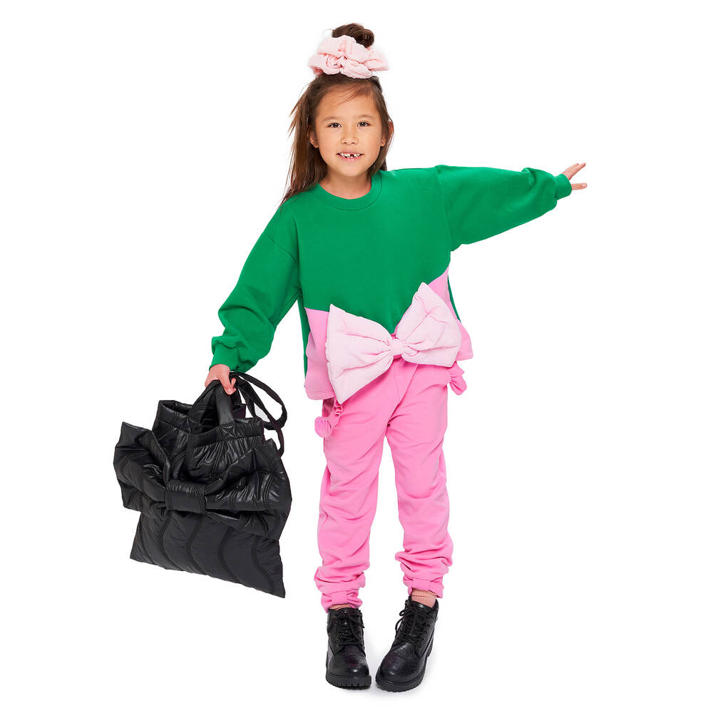 Wauw Capow-Girls Black Bow Bag (37cm)  | Childrensalon Outlet