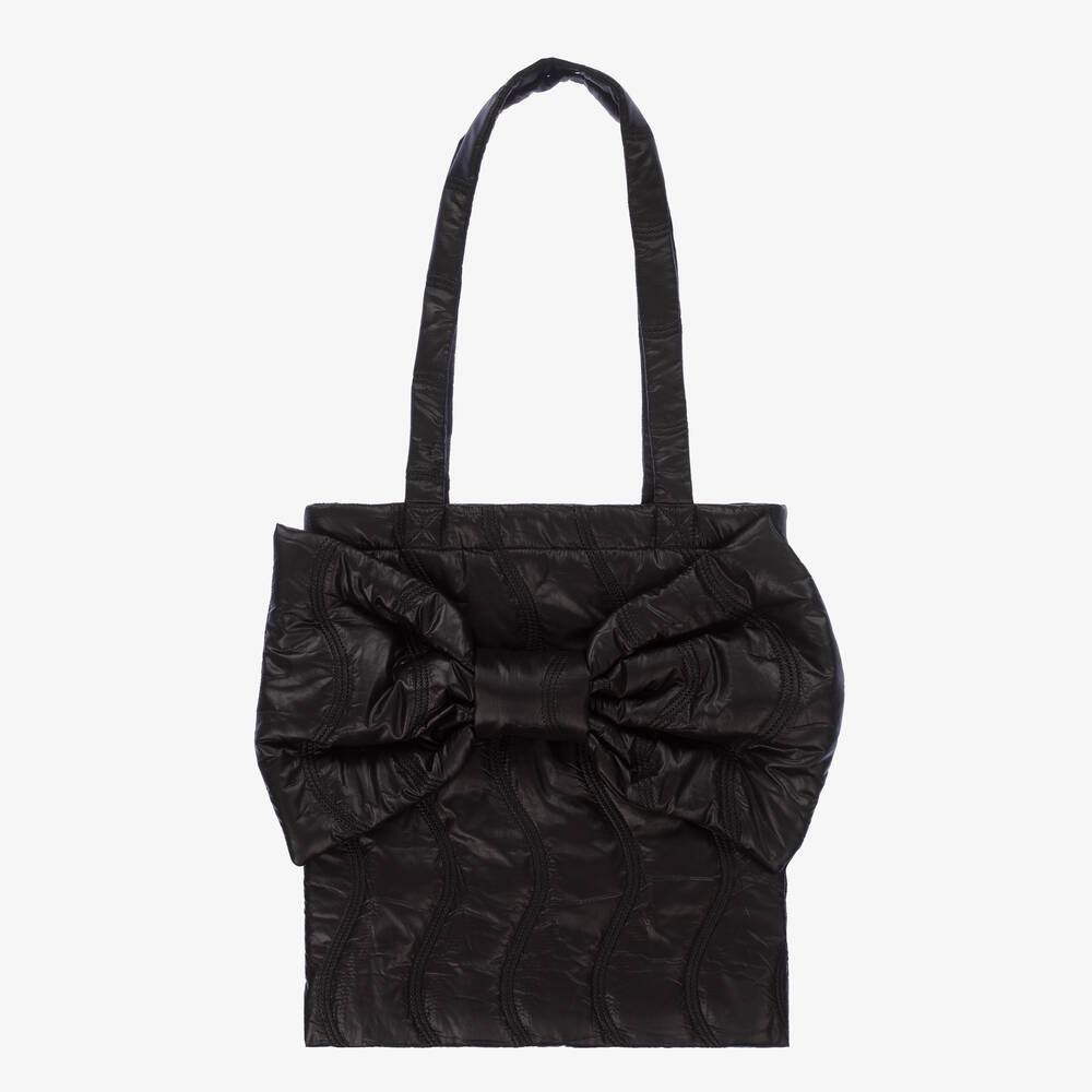 Wauw Capow - Sac noir à nœud fille (37 cm)  | Childrensalon