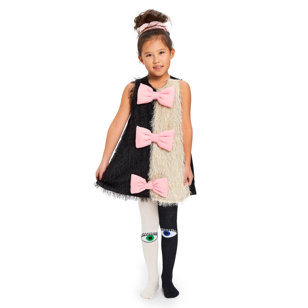Wauw Capow-Girls Black Fringed Bow Dress | Childrensalon Outlet