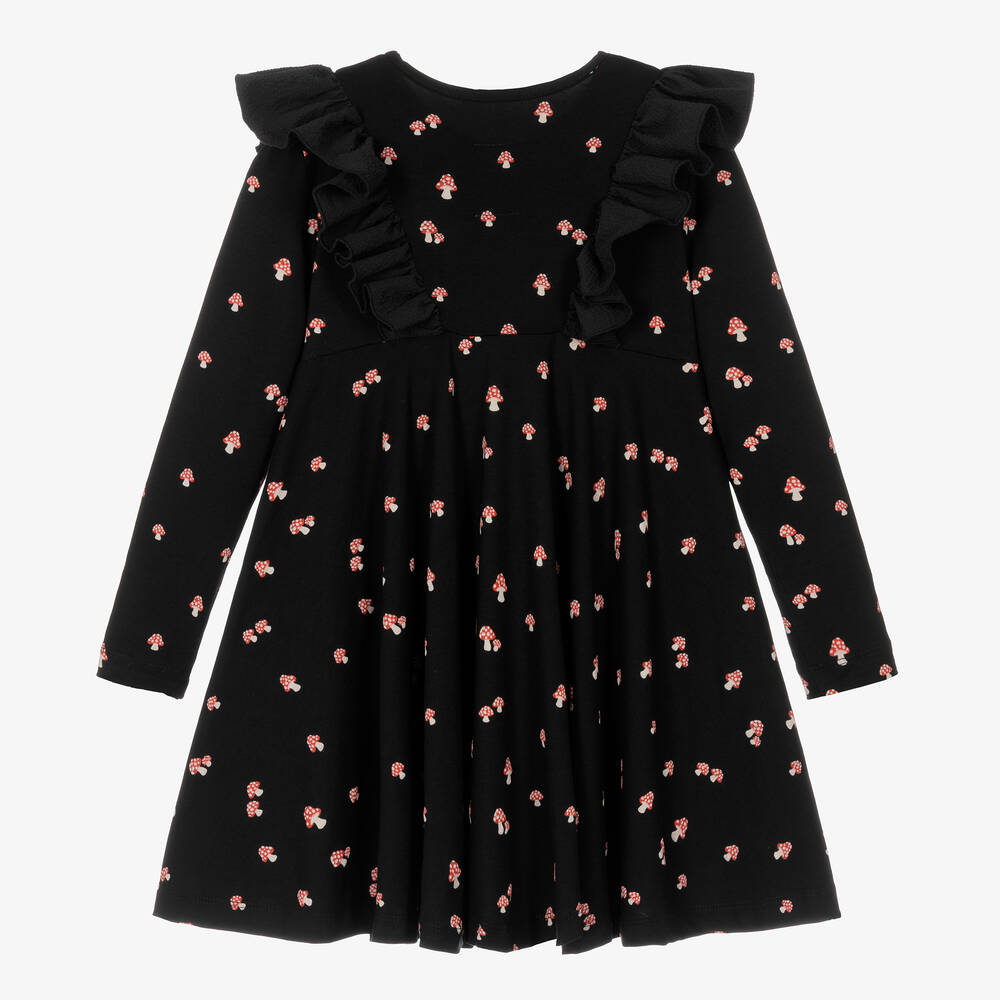 Wauw Capow-Girls Black Jersey Mushroom Dress | Childrensalon Outlet