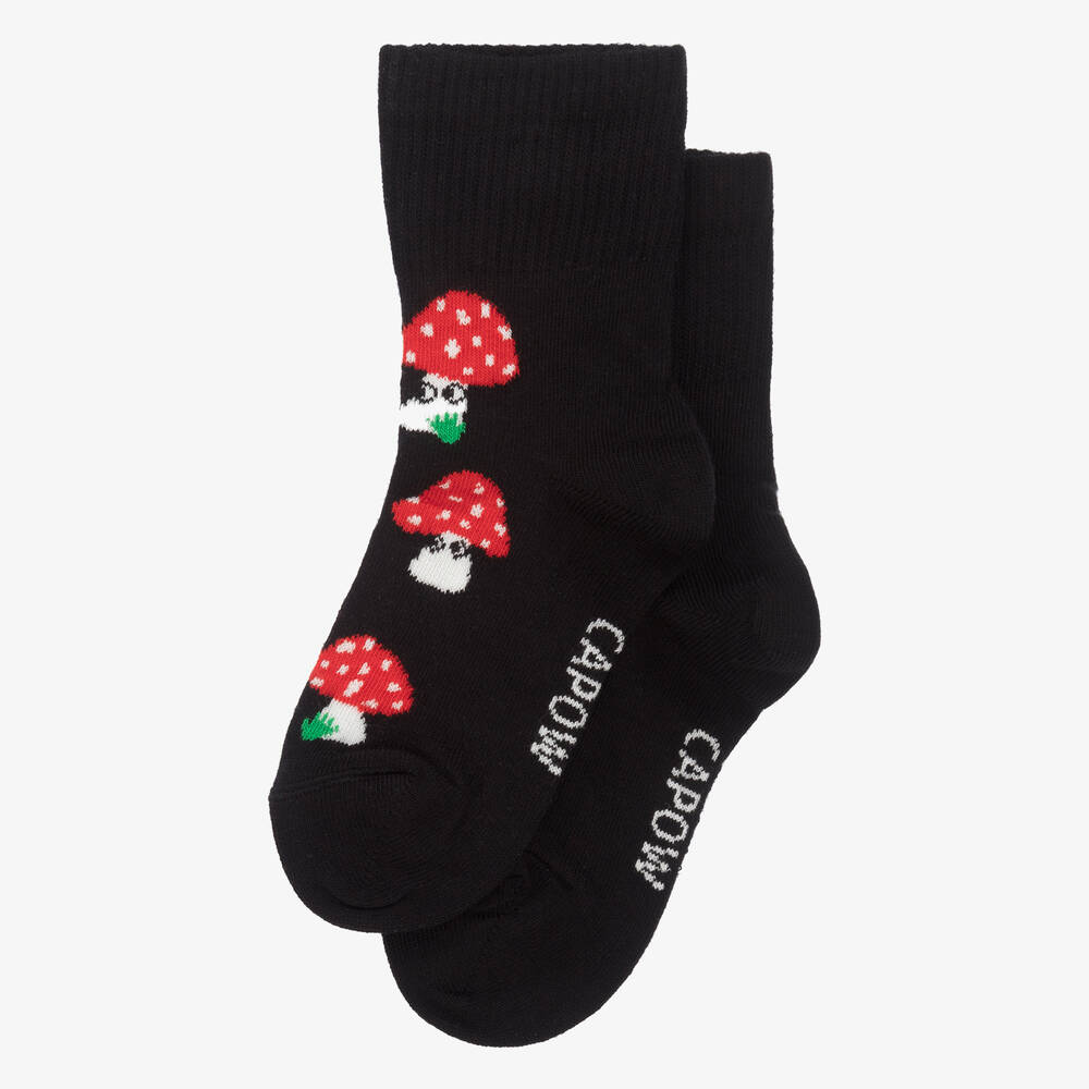 Wauw Capow-Черные носки с грибами для девочек | Childrensalon Outlet