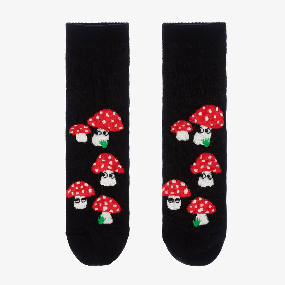 Wauw Capow-Черные носки с грибами для девочек | Childrensalon Outlet